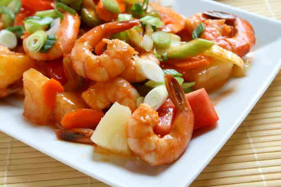 Stir fried Prawn in sweet and sour sauce